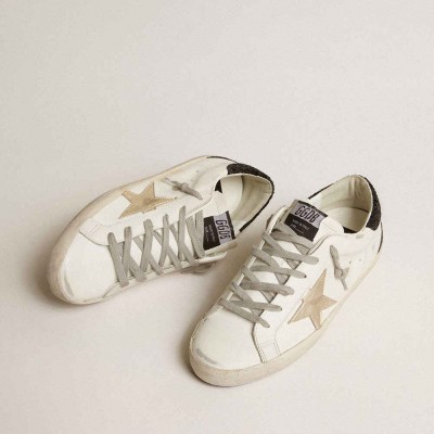 Golden Goose Super-Star Sneakers With Gold Star And Black Glitter Heel Tab