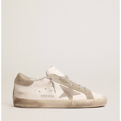 Golden Goose Super-Star Sneakers With Gray Suede Star And Heel Tab