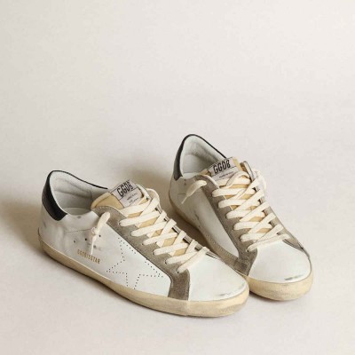Golden Goose Super-Star Sneakers With Perforated Star And Blue Heel Tab