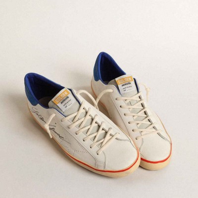 Golden Goose Super-Star Sneakers With Perforated Star And Blue Suede Heel Tab