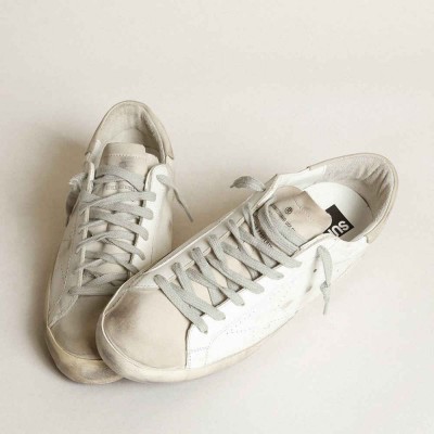 Golden Goose Super-Star Sneakers With Perforated Star And Ice-gray Heel Tab