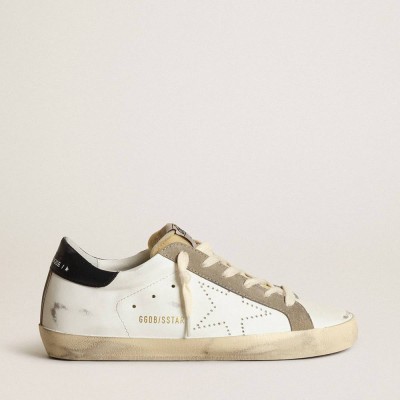 Golden Goose Super-Star Sneakers With Perforated Star And Midnight Blue Heel Tab