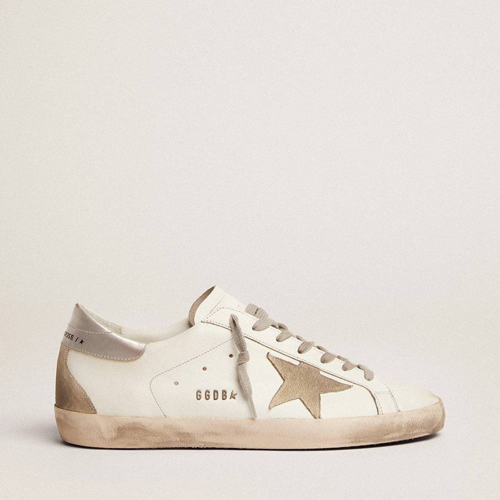 Golden Goose Super-Star Sneakers With Silver Heel Tab And Lettering