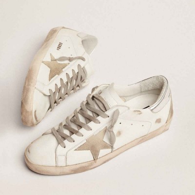 Golden Goose Super-Star Sneakers With Silver Heel Tab And Lettering