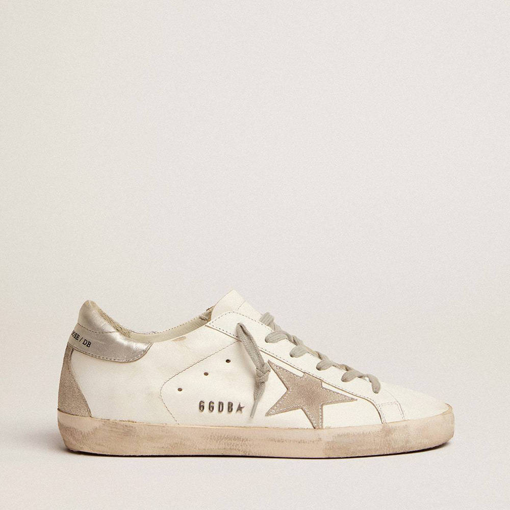 Golden Goose Super-Star Sneakers With Silver Heel Tab And Metal Stud Lettering