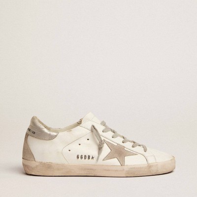 Golden Goose Super-Star Sneakers With Silver Heel Tab And Metal Stud Lettering