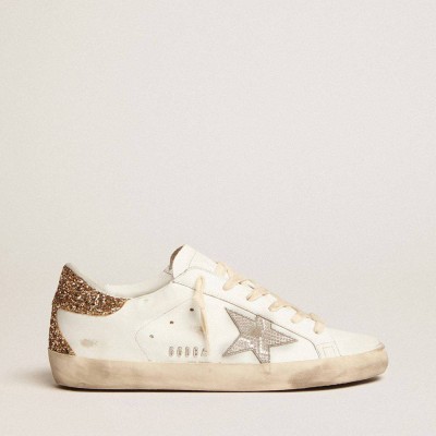 Golden Goose Super-Star Sneakers With Silver Leather Star And Snake Print