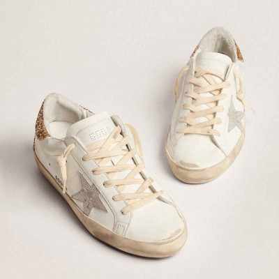 Golden Goose Super-Star Sneakers With Silver Leather Star And Snake Print