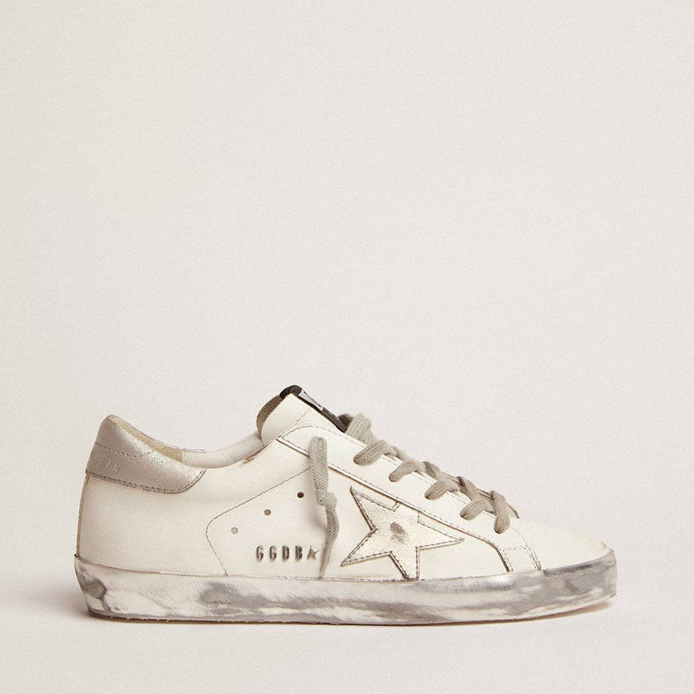 Golden Goose Super-Star Sneakers With Silver Sparkle Foxing And Metal Stud Lettering