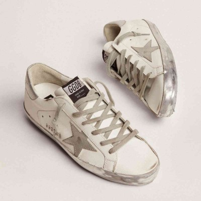 Golden Goose Super-Star Sneakers With Silver Sparkle Foxing And Metal Stud Lettering