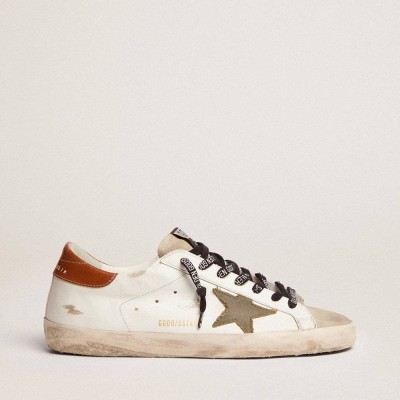 Golden Goose Super-Star Sneakers With Star In Olive Green Canvas