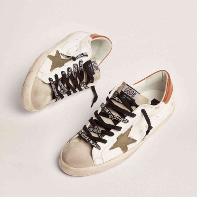Golden Goose Super-Star Sneakers With Star In Olive Green Canvas