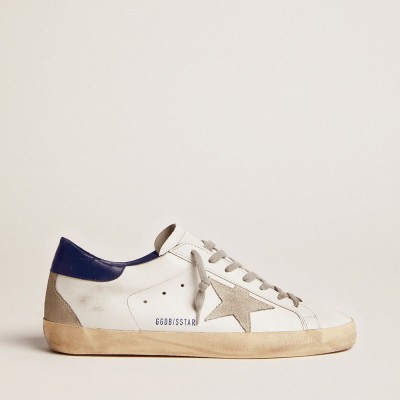 Golden Goose Super-Star Sneakers With Suede Star And Blue Heel Tab