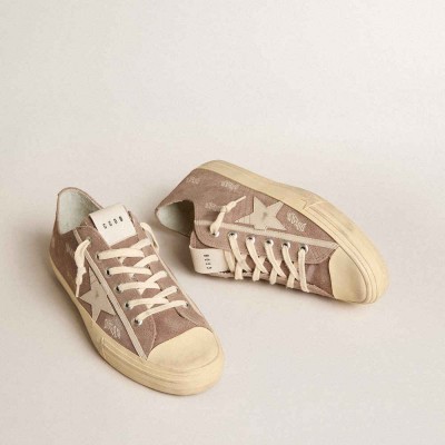 Golden Goose V-Star Sneakers In Dove-gray Suede With Light Gray Leather Star