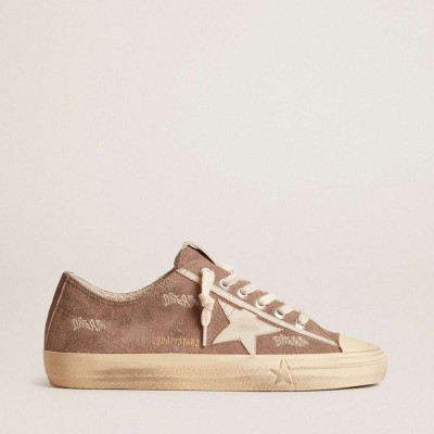 Golden Goose V-Star Sneakers In Dove-gray Suede With Light Gray Leather Star