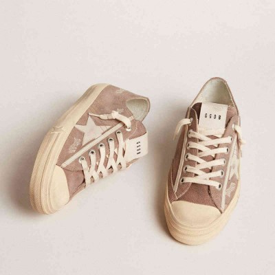 Golden Goose V-Star Sneakers In Dove-gray Suede With Light Gray Leather Star
