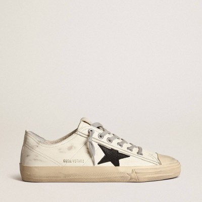 Golden Goose V-Star Sneakers In Nappa Leather With Black Nubuck Leather Star