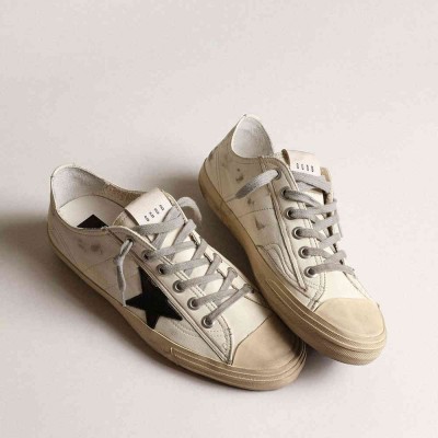 Golden Goose V-Star Sneakers In Nappa Leather With Black Nubuck Leather Star