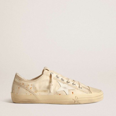 Golden Goose V-Star Sneakers LAB In Canvas With Leather Star And Rust-colored Marks