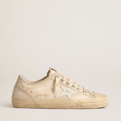 Golden Goose V-Star Sneakers LAB In Canvas With Leather Star And Rust-colored Speckles
