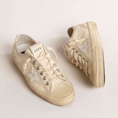 Golden Goose V-Star Sneakers LAB In Canvas With Leather Star And Rust-colored Speckles