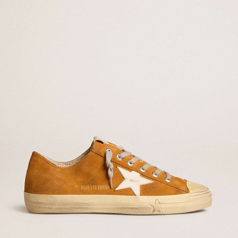 Golden Goose V-Star LTD Sneakers In Camel Suede With A Milk-white Leather Star