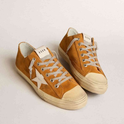 Golden Goose V-Star LTD Sneakers In Camel Suede With A Milk-white Leather Star