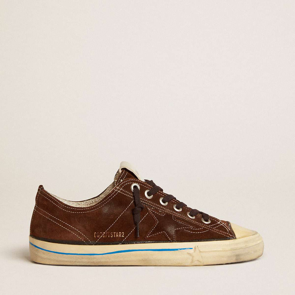 Golden Goose V-Star LTD Sneakers In Suede With Brown Star