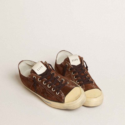 Golden Goose V-Star LTD Sneakers In Suede With Brown Star