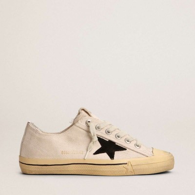 Golden Goose V-Star LTD Sneakers With Black Suede Star And Embroidered Lettering