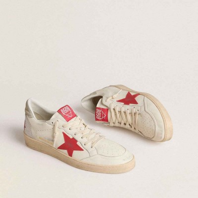 Golden Goose Valentine's Day Ball Star Sneakers With Red Leather Star And Red Swarovski Lettering