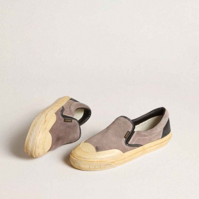 Golden Goose VCE Penstar Sneakers In Dove-gray Suede With Black Leather Heel Tab