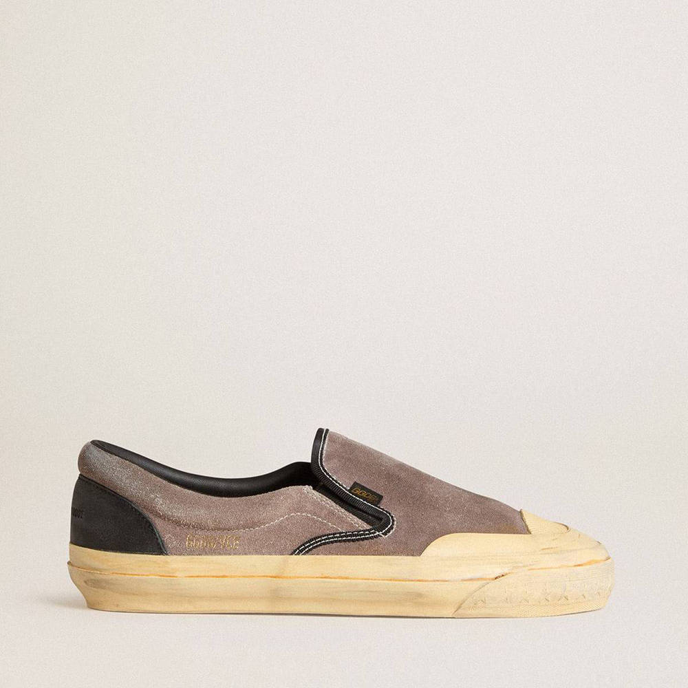 Golden Goose VCE Penstar Sneakers In Dove-gray Suede With Black Leather Heel Tab