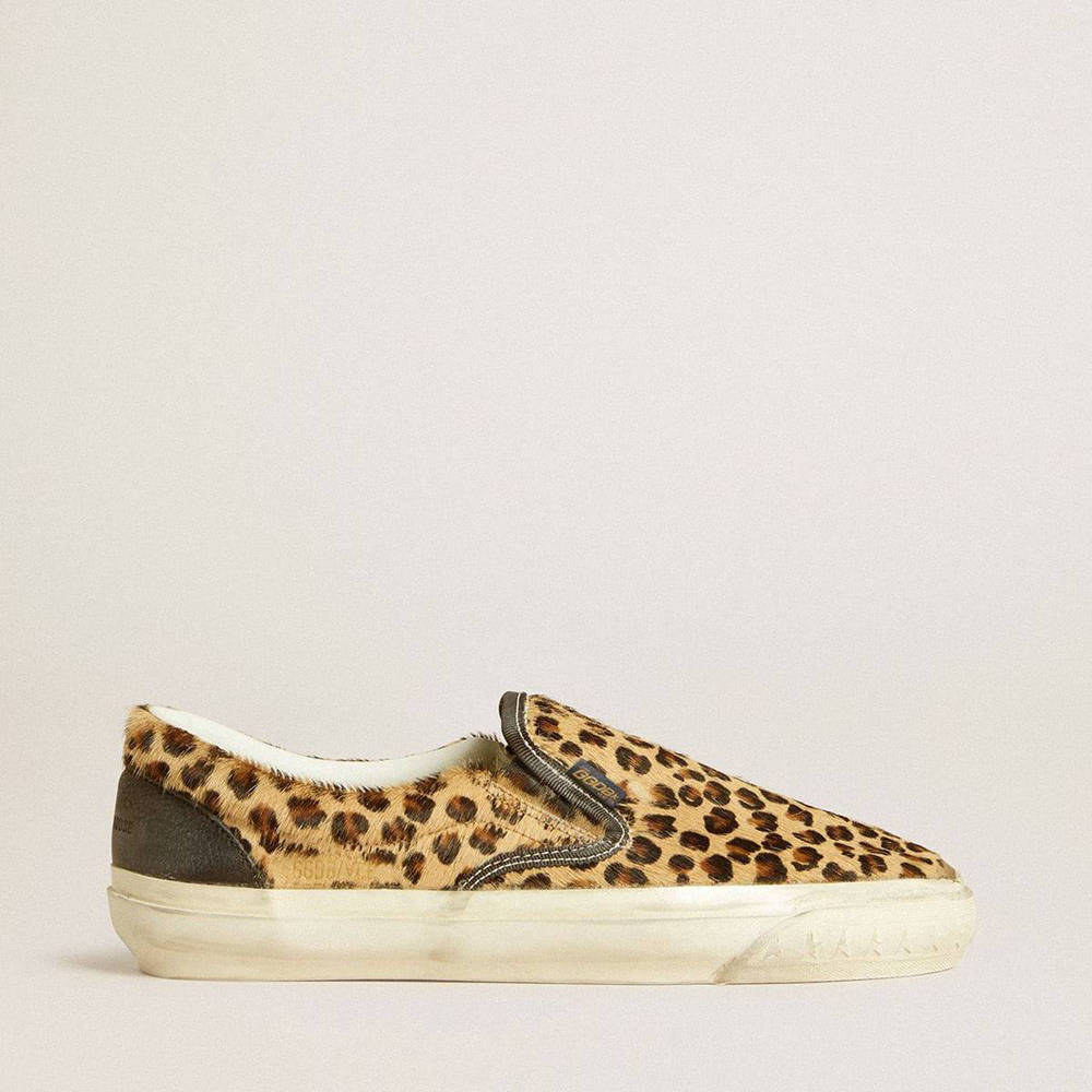 Golden Goose VCE Penstar Sneakers In Leopard-print Pony Skin With Black Leather Heel Tab