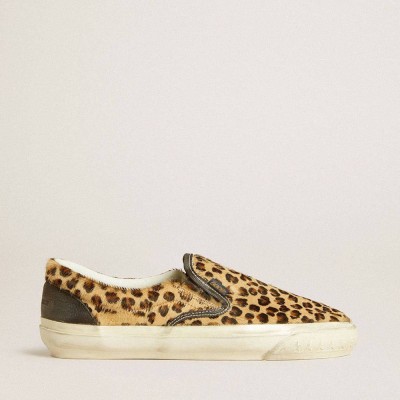 Golden Goose VCE Penstar Sneakers In Leopard-print Pony Skin With Black Leather Heel Tab