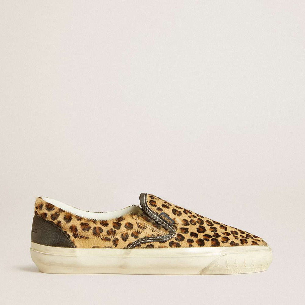 Golden Goose VCE Penstar Sneakers In Leopard-print Pony Skin With Black Leather Heel Tab