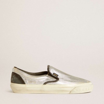Golden Goose VCE Penstar Sneakers In Metallic Silver Leather With Black Leather Heel Tab