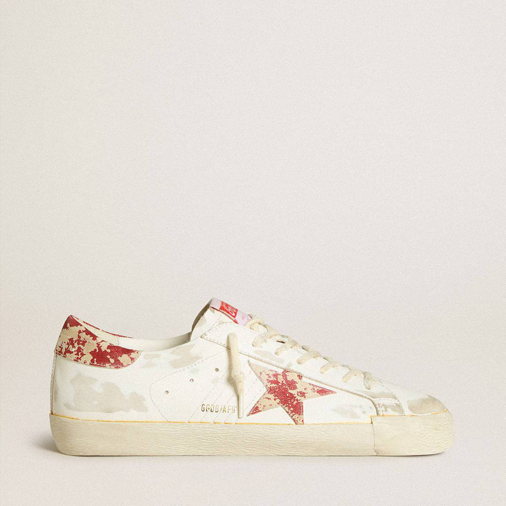 Golden Goose White Super-Star Sneakers LAB With Rust-effect Star And Heel Tab
