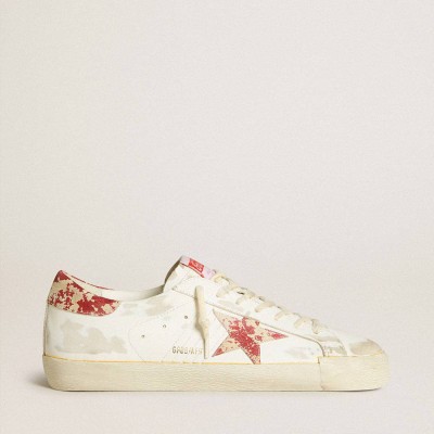 Golden Goose White Super-Star Sneakers LAB With Rust-effect Star And Heel Tab