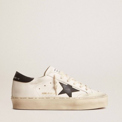 Golden Goose Woman's White Bio-based Hi Star LTD Sneakers With Black Bio-based Star And Heel Tab